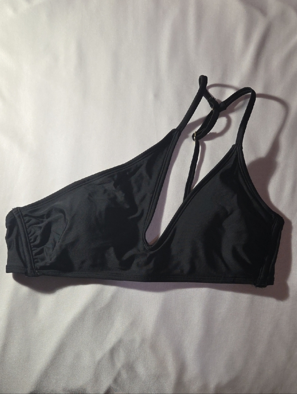 Women's Black Asymmetrical Swim Top